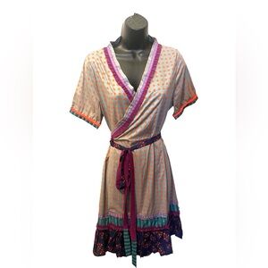 Natural Life Colorful Polka Dot Wrap Dress